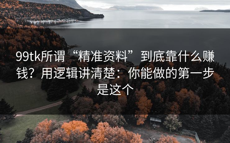99tk所谓“精准资料”到底靠什么赚钱？用逻辑讲清楚：你能做的第一步是这个