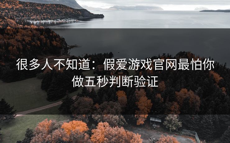 很多人不知道：假爱游戏官网最怕你做五秒判断验证