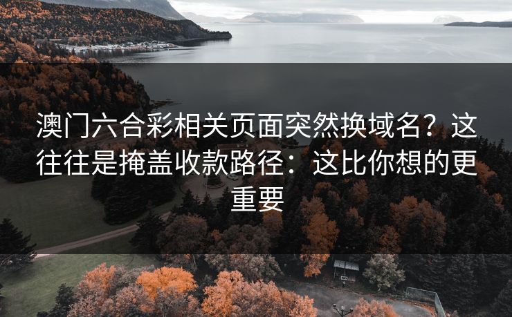 澳门六合彩相关页面突然换域名？这往往是掩盖收款路径：这比你想的更重要